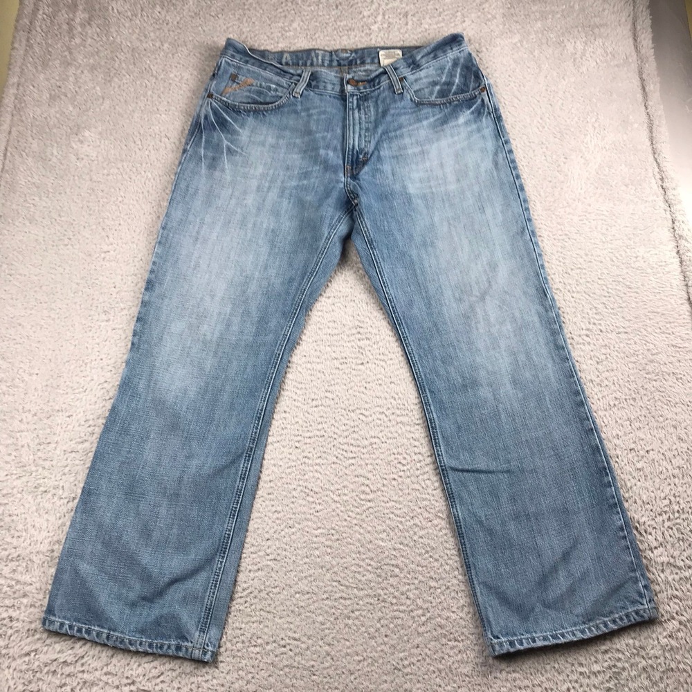 Ariat Jeans Men 34 (36x29) Blue M-Series Straight Leg Light Wash Denim M Series